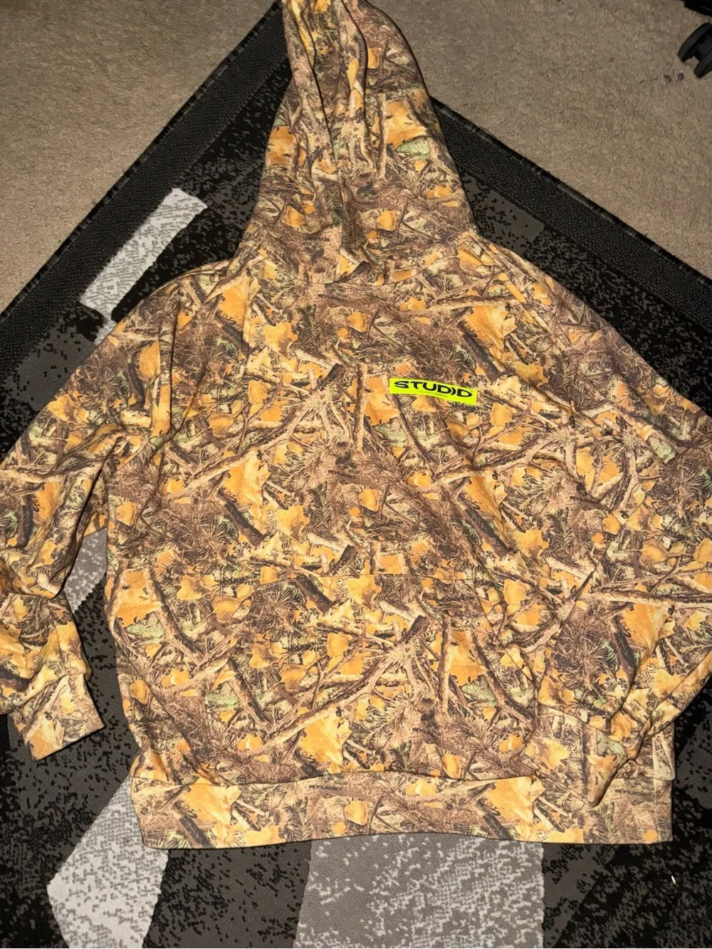 Kids' Camo Hooded Jacket - Brown/Yellow